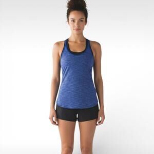 Lululemon What The Sport Singlet II Heathered Sapphire Blue Tank - Size 6/8